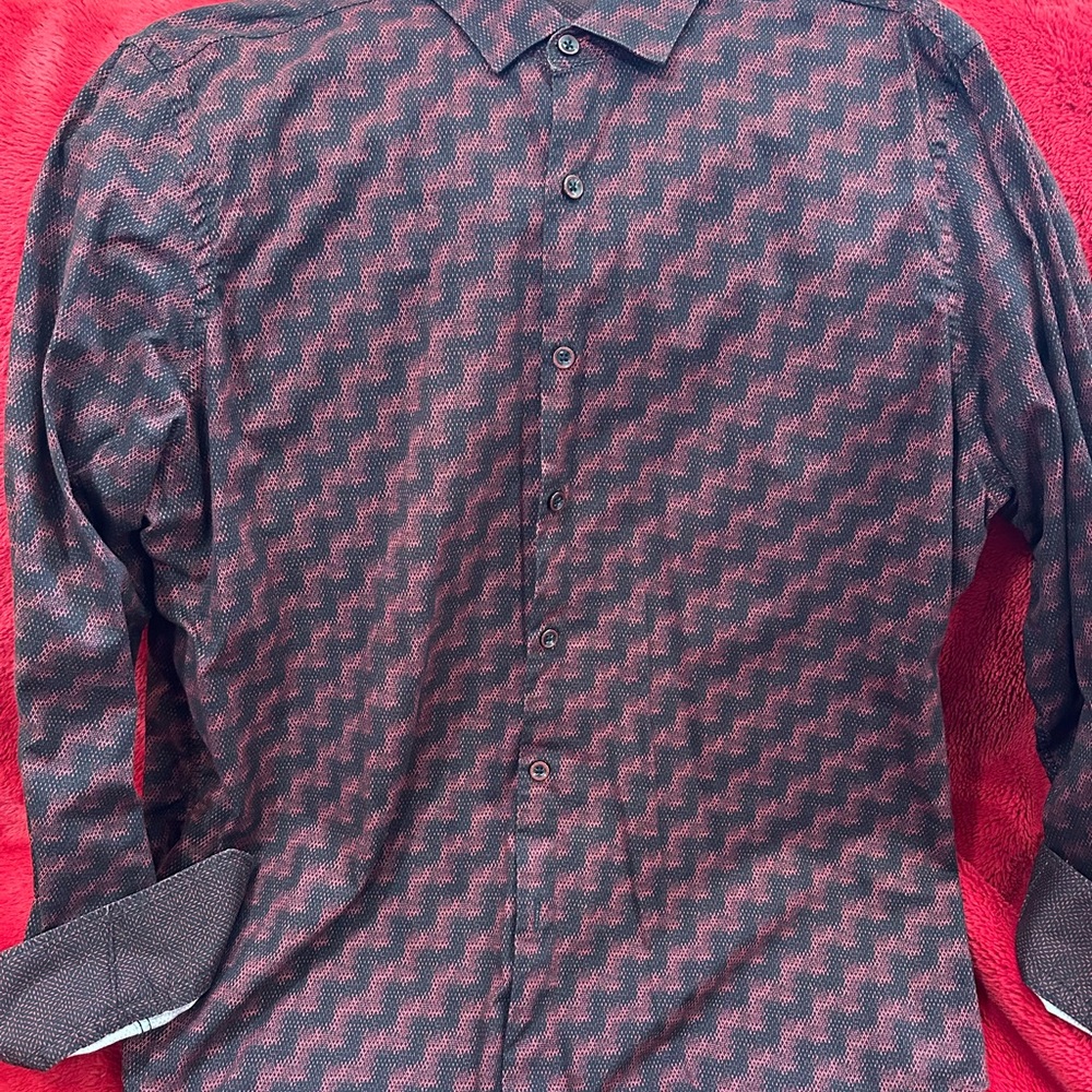 Robert Graham Men's Pattern Shirt - Black and Red XXL